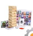 Set de 3 juegos en 1: torre de madera, lotería y baraja, Novelty