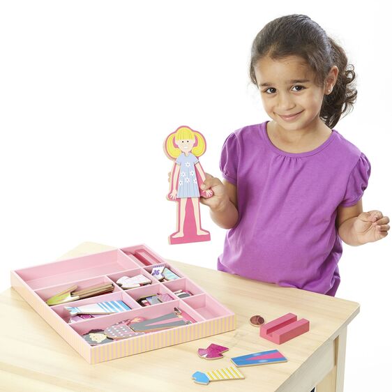 Abby &amp; Emma Magnetic Wooden Dress-Up Dolls, Melissa &amp; Doug