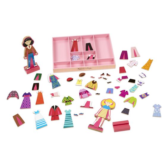 Abby &amp; Emma Magnetic Wooden Dress-Up Dolls, Melissa &amp; Doug