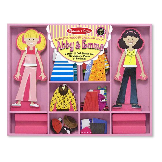 Abby &amp; Emma Magnetic Wooden Dress-Up Dolls, Melissa &amp; Doug