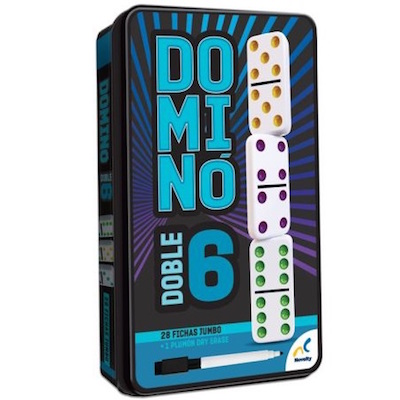 Dominó Doble 6 caja metálica, Novelty